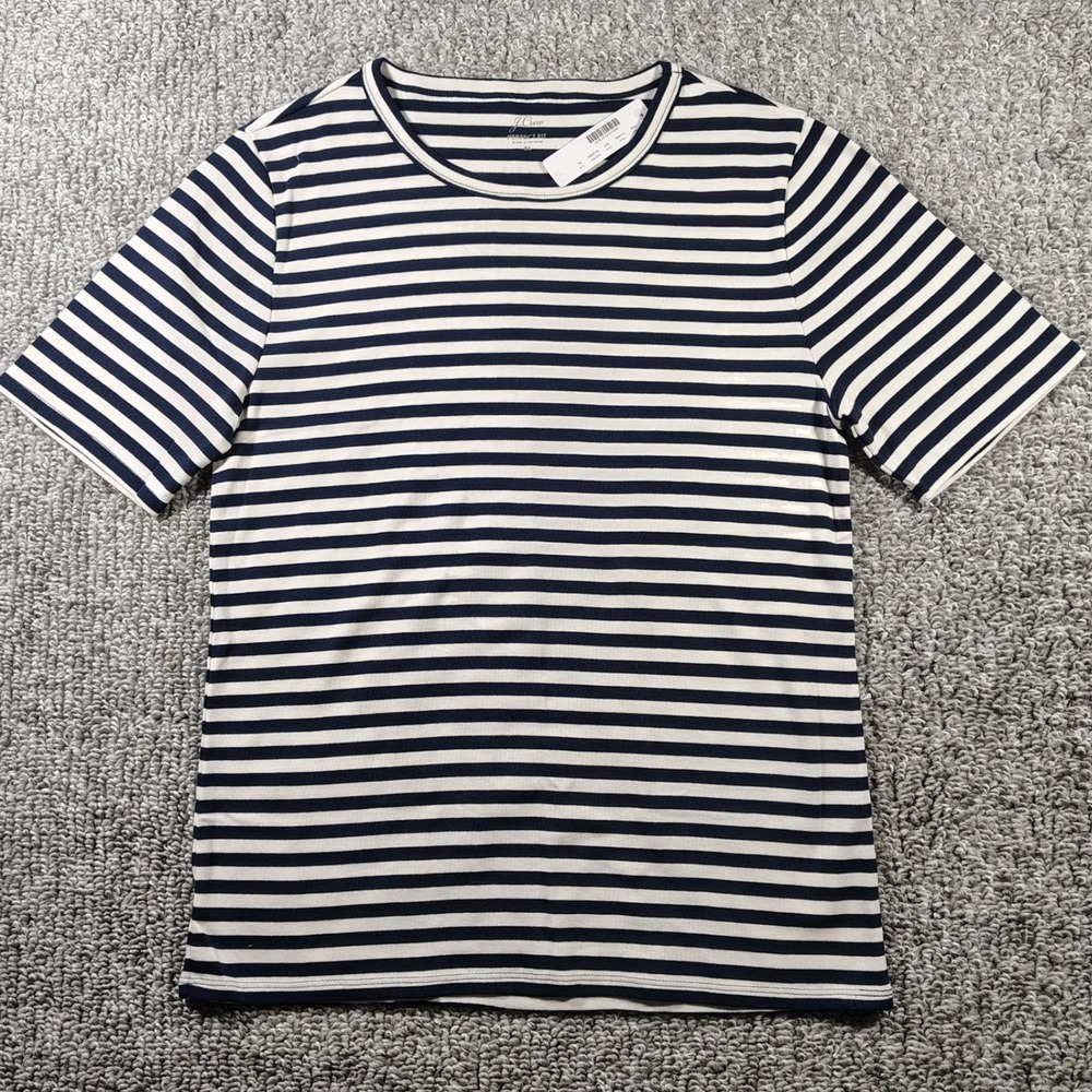 J.Crew Perfect Fit T-Shirt Navy White Striped Nautical Women XL